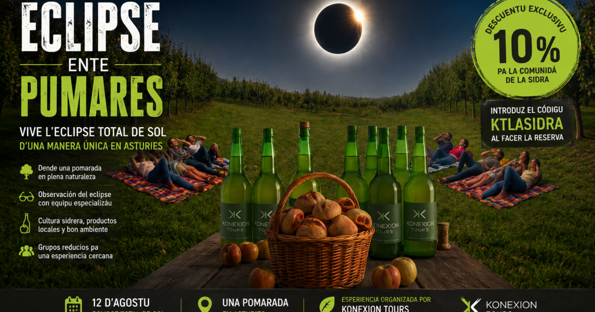 Eclipse dende una pumarada n'Asturies