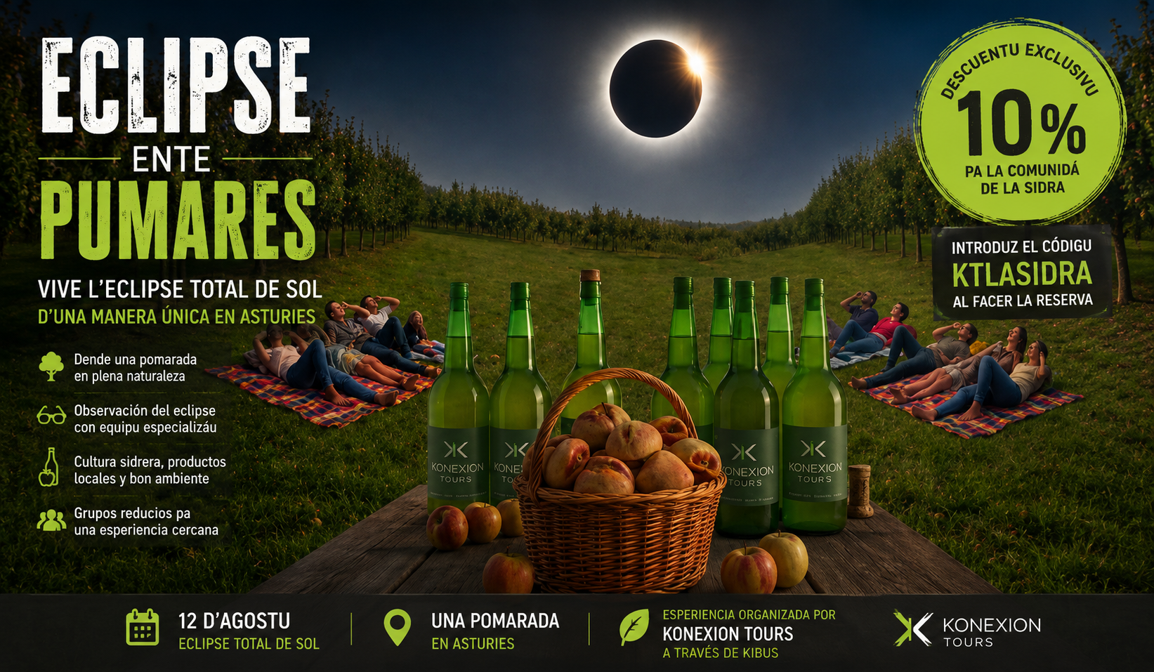 Eclipse dende una pumarada n'Asturies