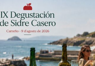 Cartelu de la IX Degustación de Sidre Casero de Carreño, que va cellebrase en Perlora’l 9 d’agostu de 2026.