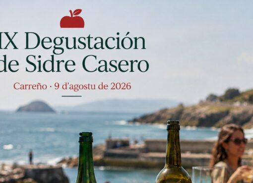 Cartelu de la IX Degustación de Sidre Casero de Carreño, que va cellebrase en Perlora’l 9 d’agostu de 2026.
