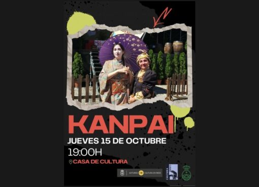 Poster for “Kanpai!”, announced for 7 p.m. on 15 October at the Casa de Cultura in Cangas de Onís.